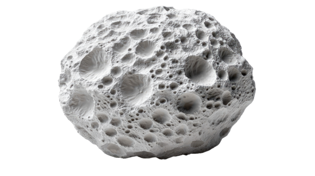 Asteroid close up: A captivating close-up shot of a meticulously crafted asteroid, its cratered surface rendered in photorealistic detail, evokes the mysteries of space and the wonders of the cosmos.