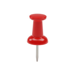 Fototapeta premium Ultra realistic, UHD photo of a vibrant red push pin with a metallic pin, pristine and shadowless, centered on a transparent, isolated studio background, slightly high angle, product photography