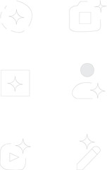 Artifical intelligence icon set. AI sparkle star with square icon vector illustration. AI chip, machine learning icon, robotics gear Artificial intelligence sign AI Farming Technology