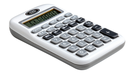 Calculator Close-Up: A detailed shot of a modern calculator. Illustrating its sleek design, buttons, and the displayed numbers. Capturing the essence of precision and functionality.
