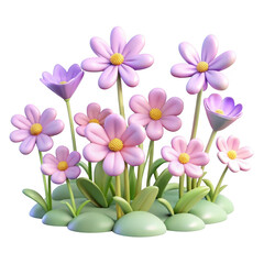 3d pink daisy flower cluster isolated on transparent background