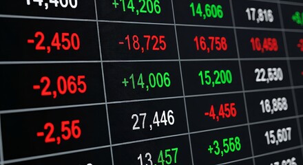 Glowing Stock Market Numbers on Digital Trading Screen &mdash; High Resolution Finance Background