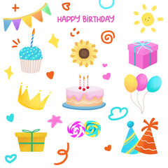 set of birthday party elements