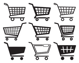 Shopping Cart and Trolley Vector Icon Set