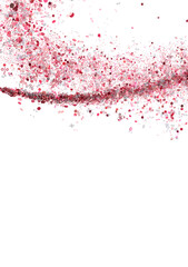 Pink glitter particles and percentage symbols burst across a white background. Ideal for sales, discounts, and promotions.