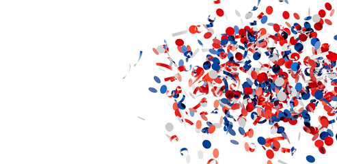Patriotic confetti explosion. Perfect for Independence Day, 4th of July, or any celebratory event.
