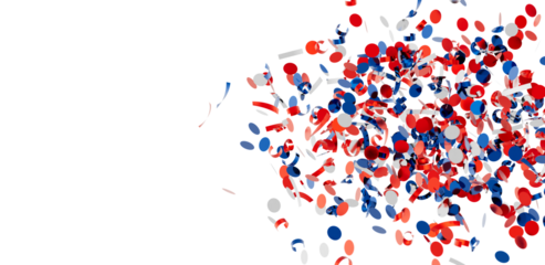 Patriotic confetti explosion. Perfect for Independence Day, 4th of July, or any celebratory event.