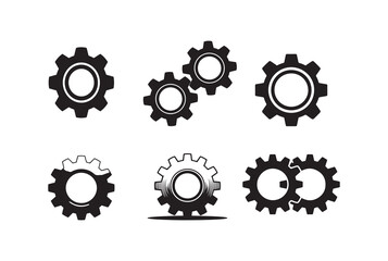 Black Gear Icon Isolated on White Background