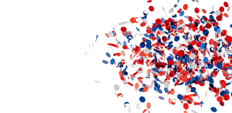Patriotic confetti explosion. Perfect for Independence Day, 4th of July, or any celebratory event. - Powered by Adobe