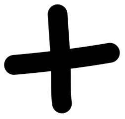 Fototapeta premium A black cross with rounded edges on a white surface