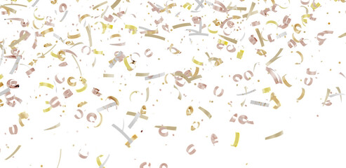 High-resolution image of falling confetti, perfect for celebratory designs.  Neutral colors, ideal for various themes.