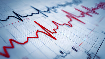 Red And Black Data Graph On White Background