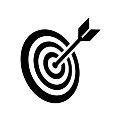 Arrow hitting the center of the target representing success and achievement of goals with precision and accuracy