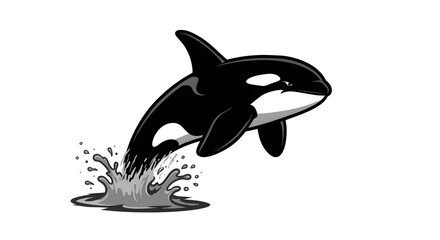 Obraz premium Dynamic Killer Whale Animal Vector Logo Illustration Jumping from Water Splash Design for Brand Identity