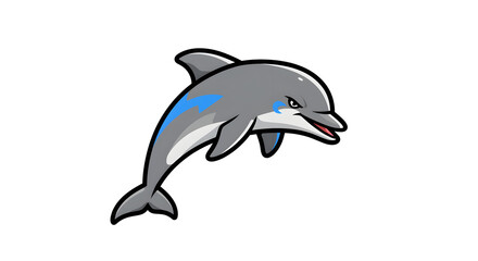 Fototapeta premium Dynamic Vector Animal Cartoon Dolphin Illustration with a Stylized 3D Effect for Aquatic Themes and Ocean Wildlife Designs and Digital Art Projects