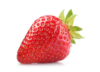 One fresh ripe strawberry isolated on white