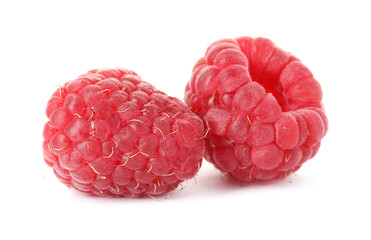 Fresh tasty ripe raspberries isolated on white
