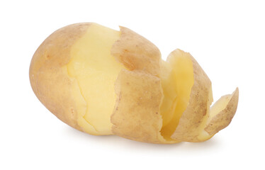 Raw potato with peel isolated on white