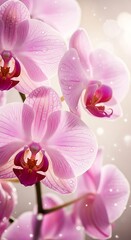 Fototapeta premium Delicate phalaenopsis orchids in soft light showcasing vibrant purple hues and gentle details