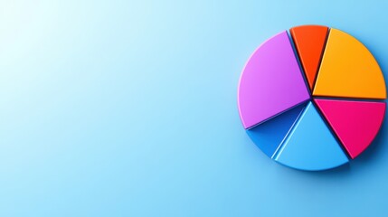 Obraz premium Colorful Pie Chart on Blue Background for Business Analytics