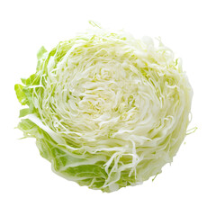 Fresh Green Cabbage Head on White Background for Healthy Cooking and Salads on transparent background