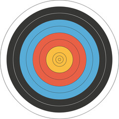 Circular archery target with concentric rings of yellow blue and red bullseye sport © MD. HASAN ALI