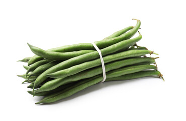 Bunch of fresh pea pods isolated on white