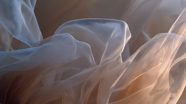 Delicate folds of sheer fabric in soft light.