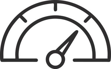 Vector art of simple line icon of a speedometer isolated on white background, representing speed, performance, and measurement