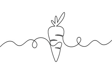 Carrot one line drawing and minimal isolated vector illustration