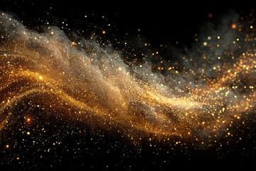 Obraz premium Abstract swirling nebula of golden particles