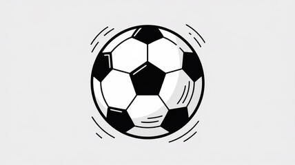 Obraz premium A black and white minimalist illustration of a soccer ball.
