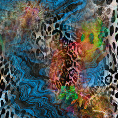 Colorful fashion print leopard designs.Fabric fashion pattern.Wave textile print design,illustration.Fractal colorful pattern.Print pattern illustration.New season fabric print.Textile fashion pattern