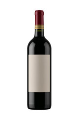 Elegant Bottle of Red Wine with Blank Label on Sleek Black Background design