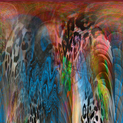 Colorful fashion print leopard designs.Fabric fashion pattern.Wave textile print design,illustration.Fractal colorful pattern.Print pattern illustration.New season fabric print.Textile fashion pattern