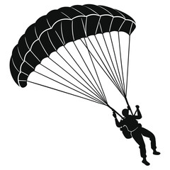 Parachutist descending silhouette