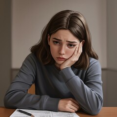 Fototapeta premium Depressed Student with Exam Stress
