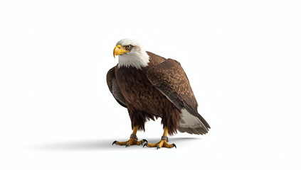 Obraz premium A majestic eagle with precise feathers, sharp talons, and a powerful beak. A strong, bold image ideal for logos, branding, or patriotic designs.