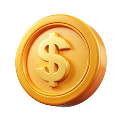 3D Golden Coin with Dollar Sign Symbol on Transparent Background illustration isolated on a transparent background