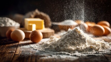 Flour pile baking ingredients