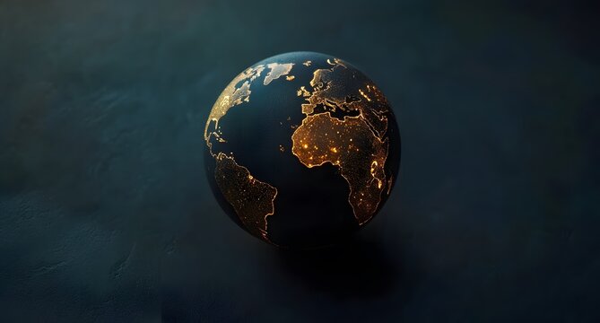 Dark blue background with glowing lines on the globe and global network concept, business technology connection for internet telecommunications in a dark theme.