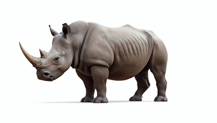 Obraz premium A rhinoceros with intricate skin textures and detailed wrinkles. This powerful image captures the raw strength of the wild, ideal for wildlife themed art.
