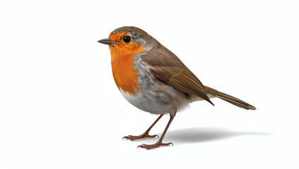 Obraz premium A cheerful robin bird with a striking, vibrant red breast. This lively and colorful image is perfect for illustrations, greeting cards, or spring themed decor.