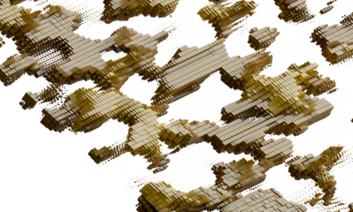 High-resolution image of an abstract gold cube structure, perfect for digital art, technology, and modern design projects.