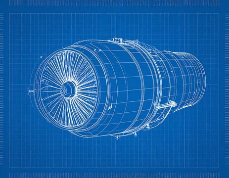 Blueprint of an airplane jet engine (1)