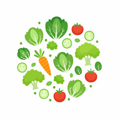 Fototapeta premium Fresh flat vegetable icons perfect for healthy eating designs