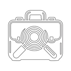Briefcase Icon with Magnifying Glass Vector Black and White