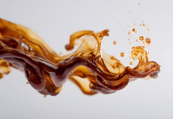 Vibrant brown paint fluid flowing on a white background, Brown liquid creates a visual effect