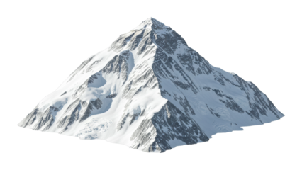 Mountain climbing adventure snowy peak 3d model digital environment aerial nature exploration. Cut out png