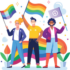 Rainbow Flag Celebration – National Coming Out Day Illustration
